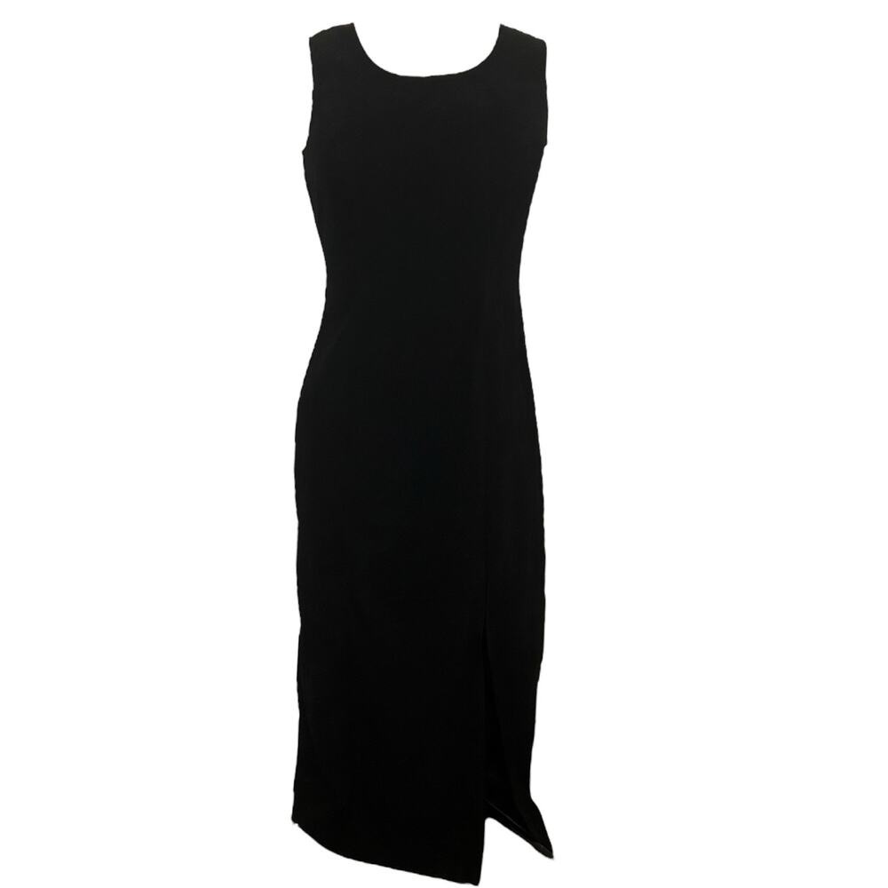 Vintage Black Velour Sleeveless Dress Size 10